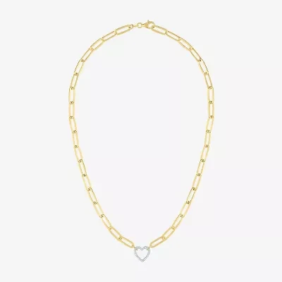(G-H / I1-I2) Womens 1/10 CT. T.W. Lab Grown White Diamond 14K Gold Over Silver Heart 18 Inch Pendant Necklace