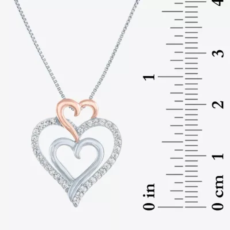 (G-H / Si2-I1) Womens 1/4 CT. T.W. Lab Grown White Diamond 14K Rose Gold Over Silver Sterling Silver Heart 18 Inch Pendant Necklace
