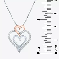 (G-H / Si2-I1) Womens 1/4 CT. T.W. Lab Grown White Diamond 14K Rose Gold Over Silver Sterling Silver Heart 18 Inch Pendant Necklace