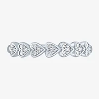 (G-H / Si2-I1) Womens 3.5MM 1/10 CT. T.W. Lab Grown White Diamond Sterling Silver Heart Band