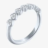 (G-H / Si2-I1) Womens 3.5MM 1/10 CT. T.W. Lab Grown White Diamond Sterling Silver Heart Band