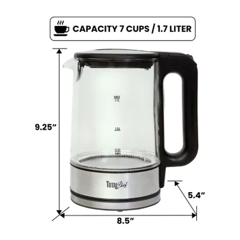Total Chef Cordless Electric Glass Kettle with LED