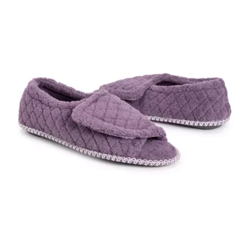 Muk Luks Marylou Micro Chenille Womens Memory Foam Slip-On Slippers