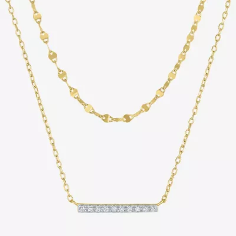 (G-H / I1-I2) Womens Diamond Accent Lab Grown White Diamond Bar 2-pc. Necklace Set