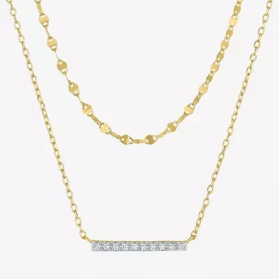 (G-H / I1-I2) Womens Diamond Accent Lab Grown White Diamond Bar 2-pc. Necklace Set