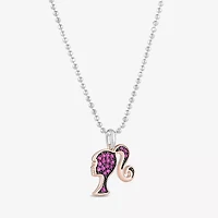 Womens Lab Created Pink Sapphire 10K Rose Gold Sterling Silver 16 Inch Pendant Necklace