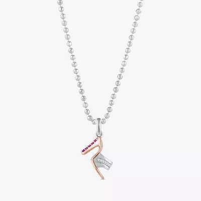 Womens Diamond Accent Natural White Diamond 10K Rose Gold Sterling Silver 16 Inch Pendant Necklace