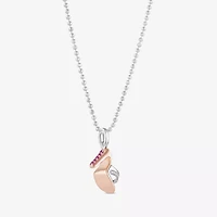 Womens Diamond Accent Natural White Diamond 10K Rose Gold Sterling Silver 16 Inch Pendant Necklace