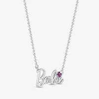 Womens Lab Created Pink Sapphire Sterling Silver 15 Inch Pendant Necklace