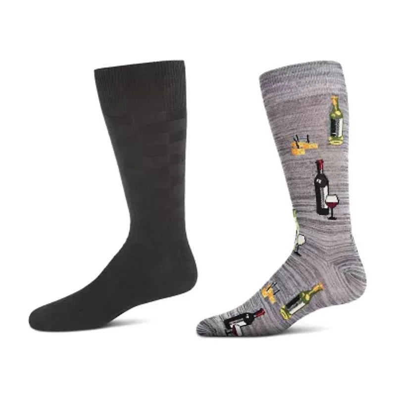 MeMoi Mens 2 Pair Crew Socks