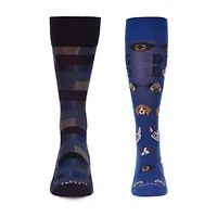 MeMoi Mens 2 Pair Crew Socks