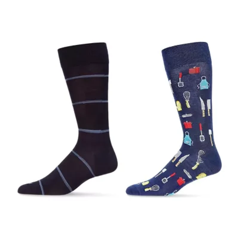 MeMoi Mens 2 Pair Crew Socks