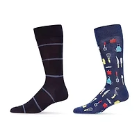 MeMoi Mens 2 Pair Crew Socks
