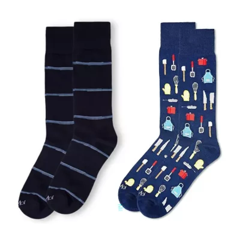 MeMoi Mens 2 Pair Crew Socks