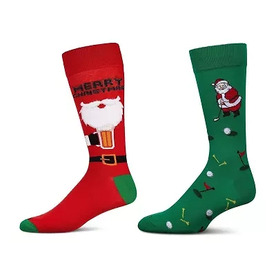 MeMoi Holiday Mens 2 Pair Crew Socks