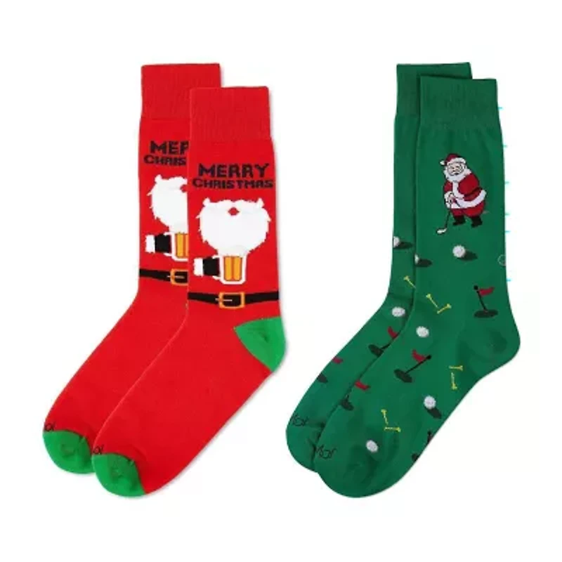 MeMoi Holiday Mens 2 Pair Crew Socks