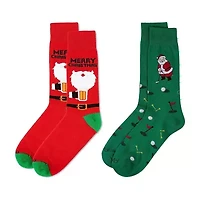MeMoi Holiday Mens 2 Pair Crew Socks
