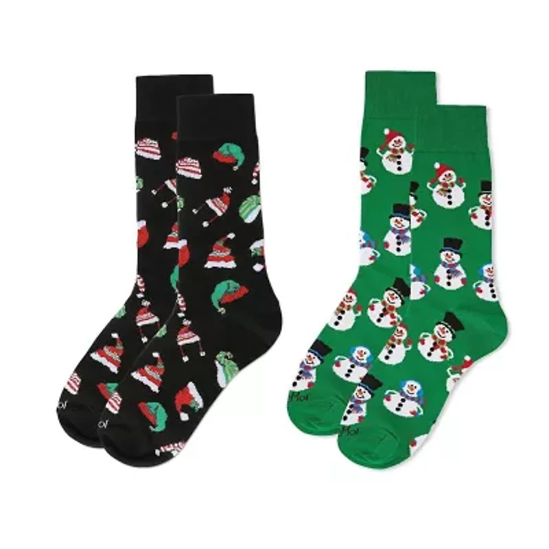 MeMoi Holiday Mens 2 Pair Crew Socks