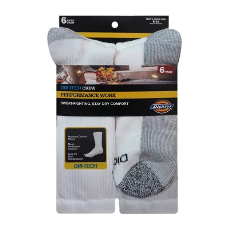 Dickies Dri-Tech Work Mens 6 Pair Crew Socks