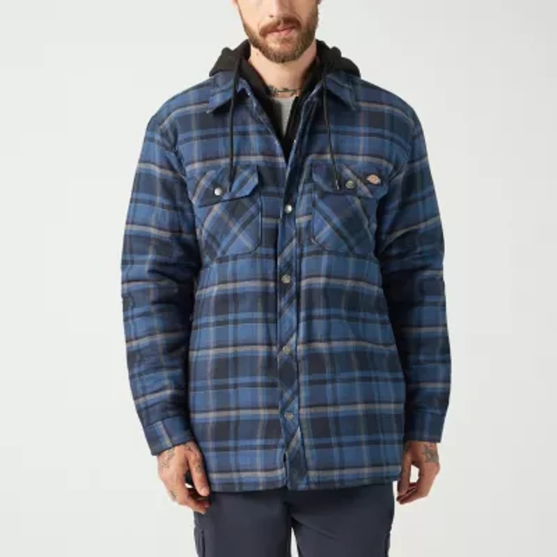 Dickies Flannel Mens Hooded Water Repellent Work Jacket