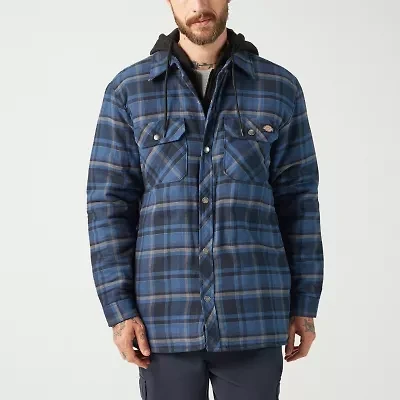Dickies Water Repellent Flannel Mens Hooded Resistant Work Jacket