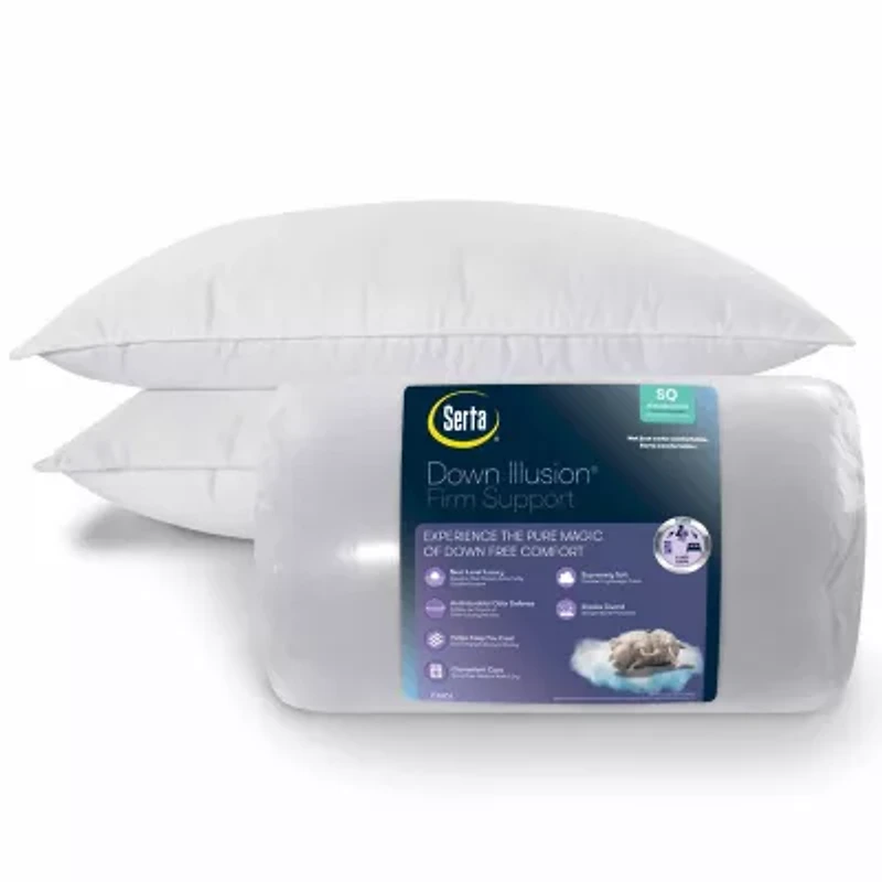 Serta® Down Illusion Firm Density 2-Pack Allergen Barrier 2 Pack Bed Pillow