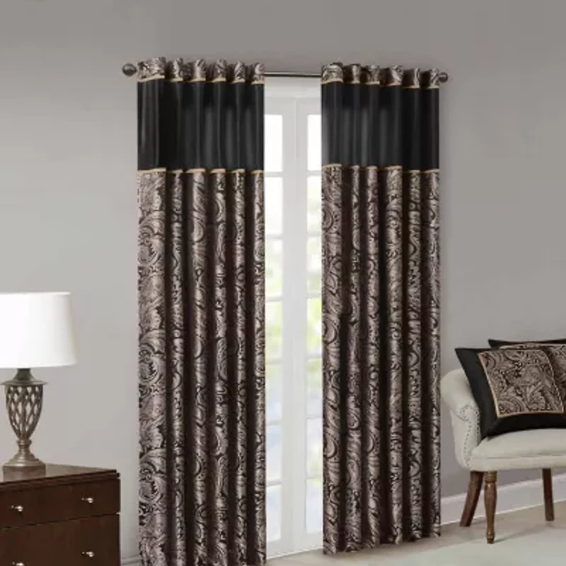 Madison Park Whitman Rod Pocket Light-Filtering Set of 2 Curtain Panel