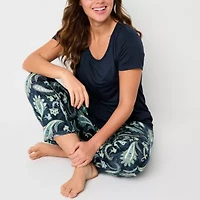Liz Claiborne Cool and Calm Womens Short Sleeve 2-pc. Pajama Sets