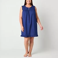 Adonna Womens Keyhole Neck Sleeveless Plus Nightgown