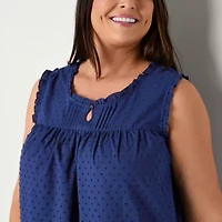 Adonna Womens Keyhole Neck Sleeveless Plus Nightgown