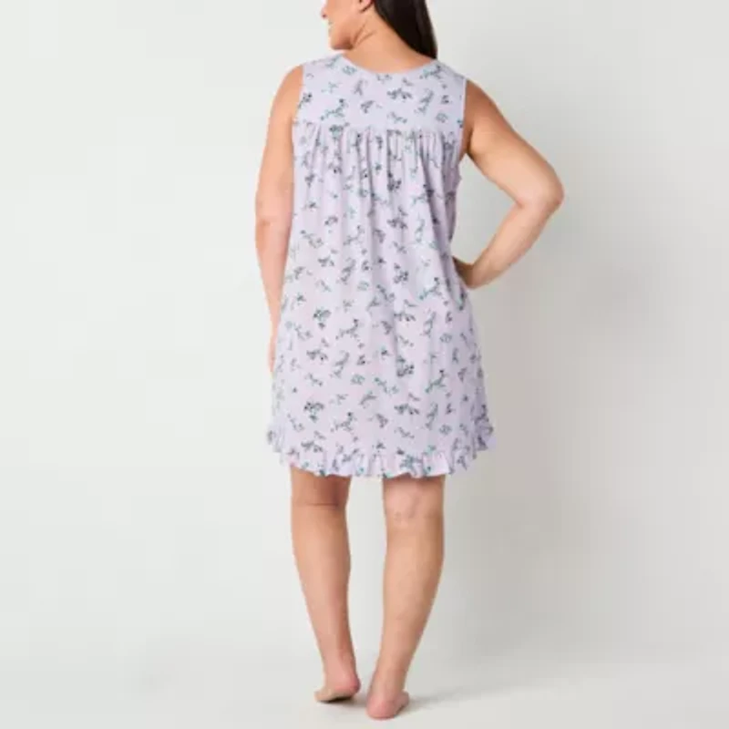 Adonna Womens Plus Sleeveless Scoop Neck Nightgown