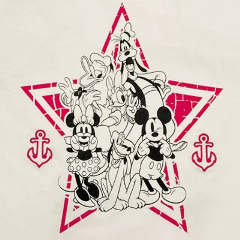 Womens Crew Neck Short Sleeve Regular Fit Mickey and Friends Juniors Graphic T-Shirt