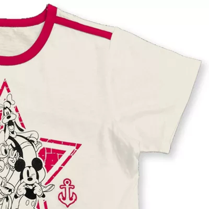 Womens Crew Neck Short Sleeve Regular Fit Mickey and Friends Juniors Graphic T-Shirt