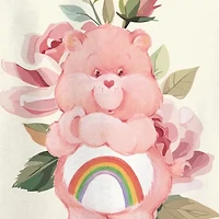 Carebears Floral Boyfriend Tee Womens Crew Neck Short Sleeve Loose Fit Care Bears Juniors Graphic T-Shirt