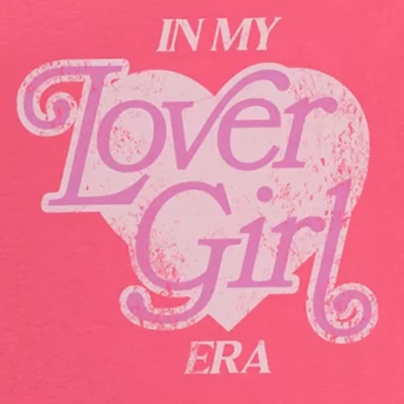 My Lover Girl Era Relaxed Off The Shoulder Cropped Tee Womens Short Sleeve Oversized Juniors Graphic T-Shirt