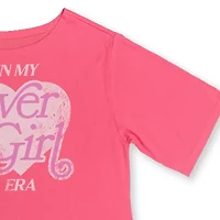 My Lover Girl Era Relaxed Off The Shoulder Cropped Tee Womens Short Sleeve Oversized Juniors Graphic T-Shirt