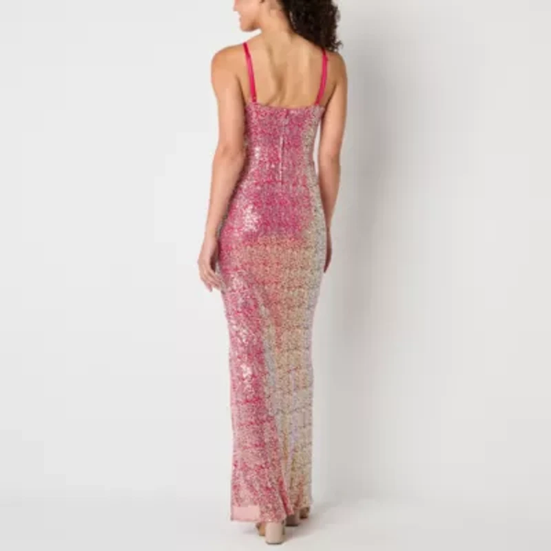by&by Womens Sleeveless Sequin Juniors Bodycon Dress