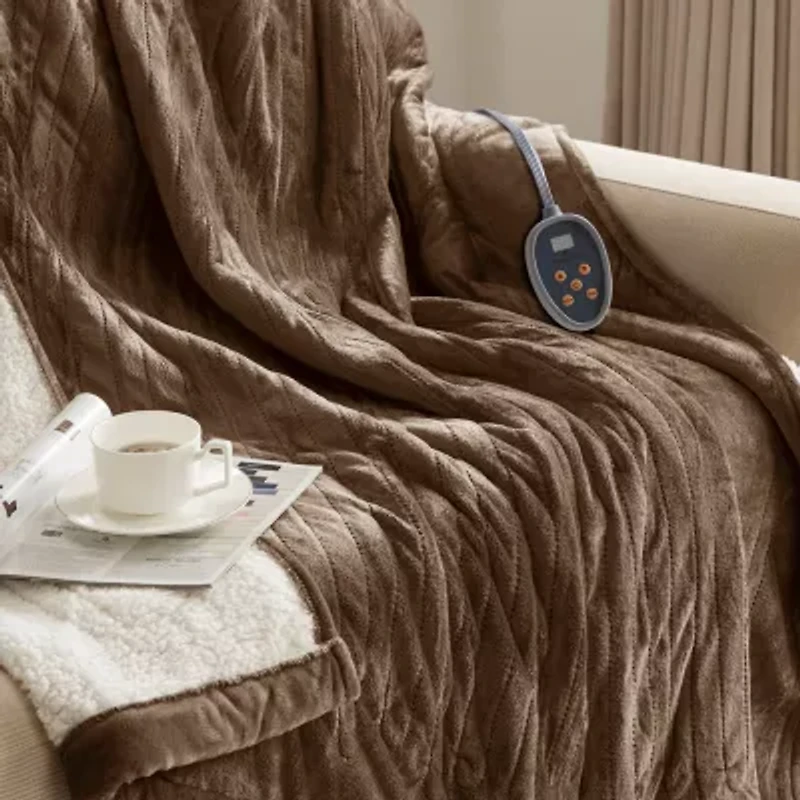 Woolrich Heated Plush To Berber Electric Midweight Blanket