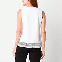 Liz Claiborne Womens Split Crew Neck Sleeveless Blouse