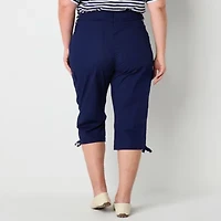 St. John's Bay Womens Straight Mid Rise Plus Capri Pant