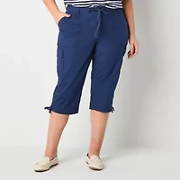 St. John's Bay Womens Straight Mid Rise Plus Capri Pant