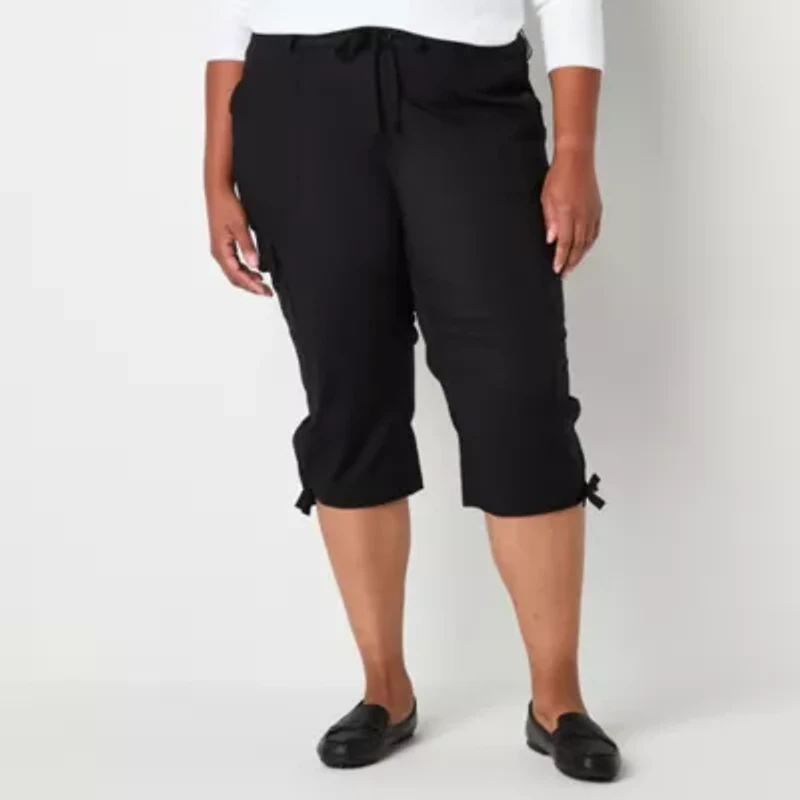 St. John's Bay Womens Plus Straight Mid Rise Capri Pant