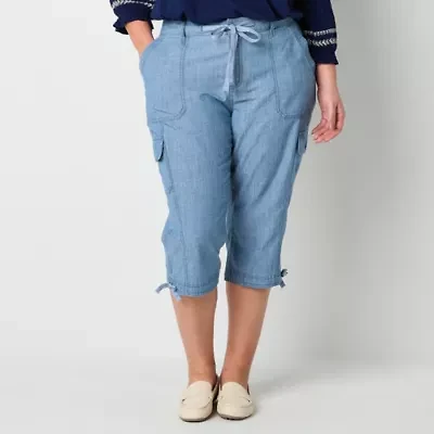 St. John's Bay Womens Plus Straight Mid Rise Capri Pant