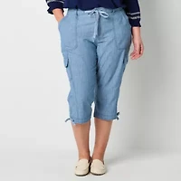 St. John's Bay Womens Plus Straight Mid Rise Capri Pant