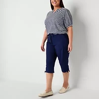 St. John's Bay Womens Straight Mid Rise Plus Capri Pant