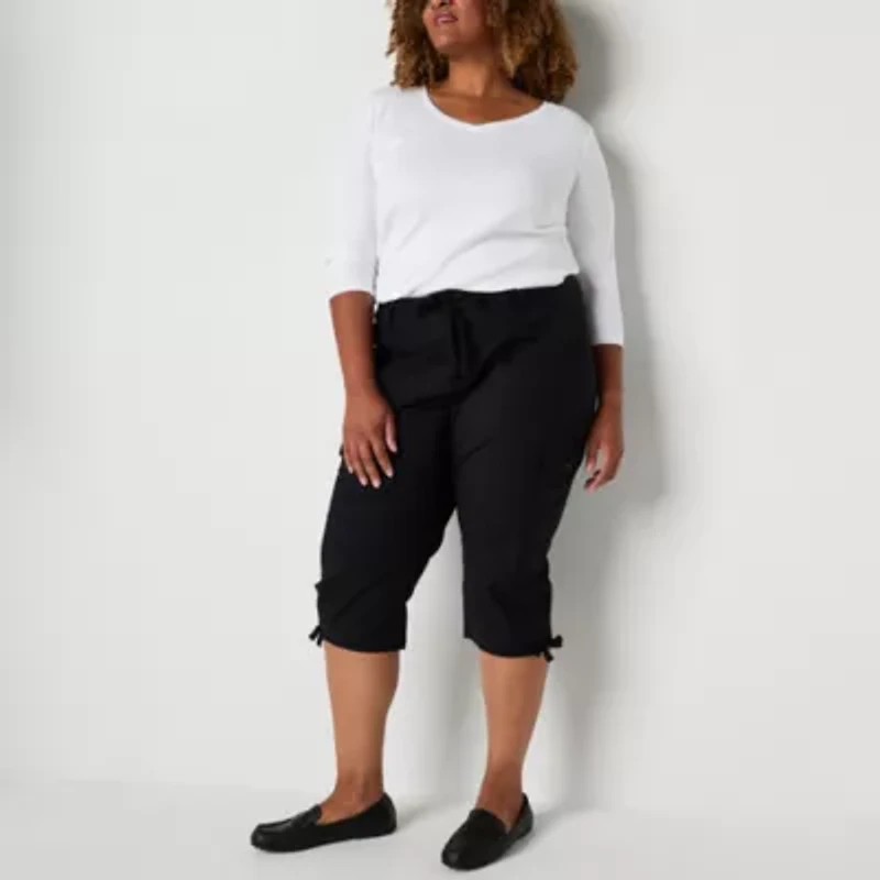 St. John's Bay Womens Plus Straight Mid Rise Capri Pant