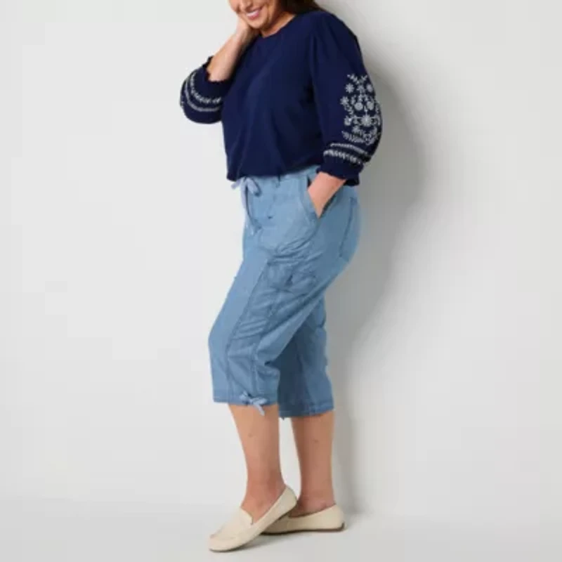 St. John's Bay Womens Plus Straight Mid Rise Capri Pant