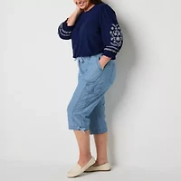 St. John's Bay Womens Plus Straight Mid Rise Capri Pant