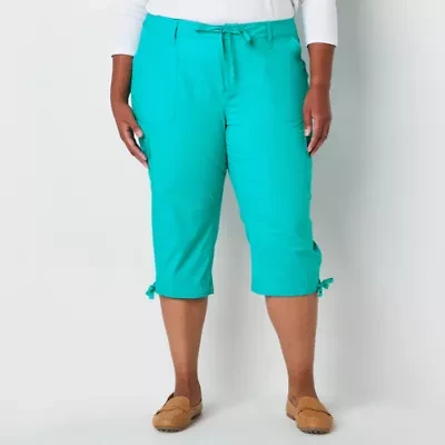 St. John's Bay Womens Plus Straight Mid Rise Capri Pant