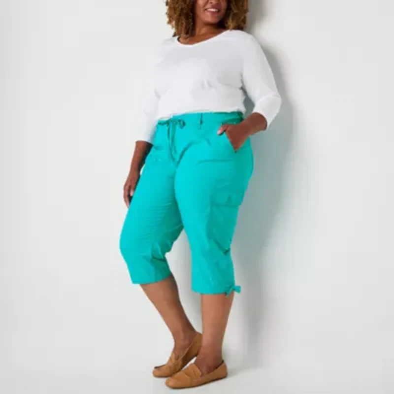 St. John's Bay Womens Plus Straight Mid Rise Capri Pant